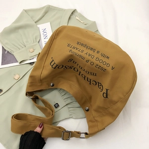 Grand sac fourre-tout en toile kaki avec imprimé artistique et bandoulière réglable