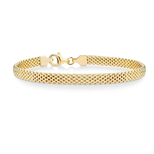Bracelet élégant en maille plate en acier inoxydable plaqué or 18 carats avec fermoir