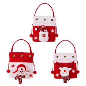 Sacs cadeau de Noël avec motifs 3D Père Noël, Bonhomme de neige et Renne tricotés