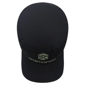 Schwarze Armee-Cap aus Baumwolle mit Sternen-Schild-Stickerei und Sports-Spirit-Schrift