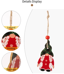 Detail showing the lanyard, printed surface and thickness of the Christmas wooden gnome