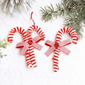 Christmas foam candy cane hanging ornaments with red and white stripes and ribbon