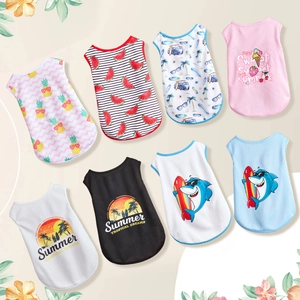 Pet Summer Cooling Vest Breathable Mesh Tank Top Cartoon Pineapple Watermelon Shark Print For Small Dogs Cats Puppies