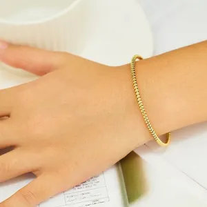 Stainless Steel Bracelet Women 18K Gold Plated Open Adjustable C-Shape Bangle Knot Twist Minimalist Retro Fashion