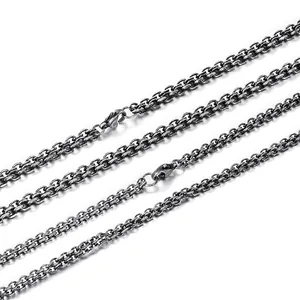 Collier Chaîne En Acier Inoxydable Homme Rétro Noir Oxydé Double Maillon Punk Industriel Hip Hop Vintage Bijoux