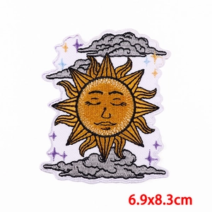 Cute embroidered sun and cloud patch with stars for clothing DIY 6.9x8.3cm