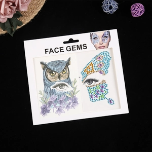 Bijoux de visage motif hibou et papillon avec strass colorés pour maquillage de fête