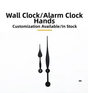 Detailed view of matte black quartz clock hands with streamlined teardrop design