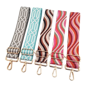 Bandoulière Large Réglable En Tissu Jacquard Sangle De Remplacement Pour Sac Bandoulière Motif Géométrique Rayé Crochets Métalliques