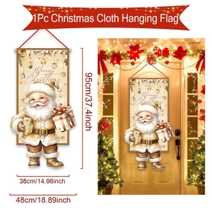 Vue détaillée de la bannière du Père Noël avec dimensions précises et affichage sur porte