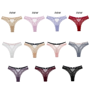 Sexy lace mesh thong set for women in eleven diverse colors on white background