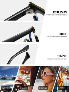 Detailed close-up of comfortable nose pads and durable hinges on TR90 stylish frames