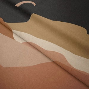 Soft bohemian Morandi tapestry with abstract color blocks in earth tones and velvet texture
