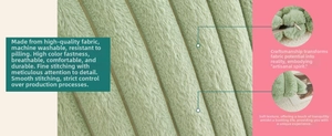 Detailed texture of sage green plush pillow cover with hidden zipper and quilting