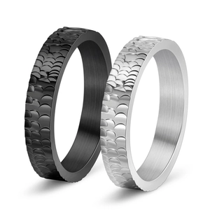 Minimalist Dragon Scale Titanium Steel Ring For Men Women Gold Silver Black Rose Gold Color Crushed Ice Texture Couples Finger Ring Fashion Jewelry