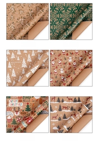 Detail view of 6 Christmas kraft paper styles including Santa, snowflakes and reindeer