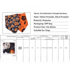 Spécifications détaillées de taille pour bandana d'Halloween en polyester pour animaux