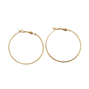 Polished 18k gold plated textured hoop earrings with minimalist circular design