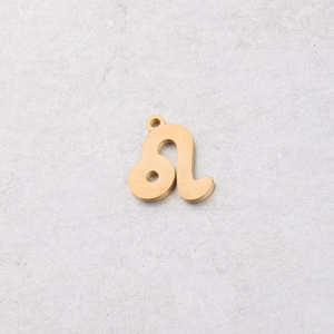 Close-up of golden Leo zodiac sign pendant in 15mm mirror polished stainless steel