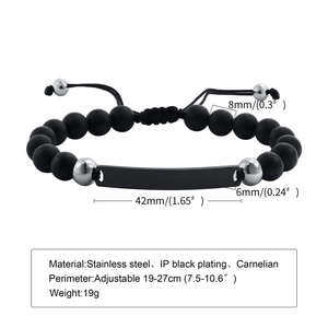 Technische Details für Karneol-Perlenarmband mit verstellbarer Nylonschnur und Maßen