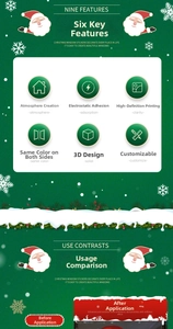 Detail of Christmas static stickers showing double-sided color and 3D texture features