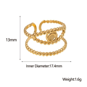 Bague ouverte en acier inoxydable plaqué or 18 carats avec motif œil de démon évidé
