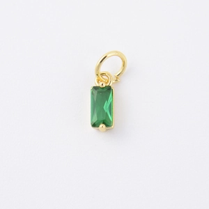 Rechthoekige groene zirkoon hanger met verguld koperen frame voor DIY sieraden maken