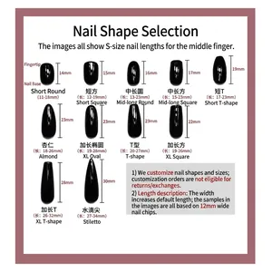 Blue cat-eye press-on nail size guide for handmade phototherapy nail shapes and lengths