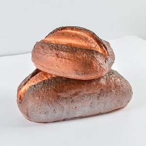 Detailed texture of artificial PU bread with realistic crust for bakery display props