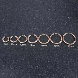 Set of gold stainless steel hoop earrings in various sizes from 8mm to 20mm diameter