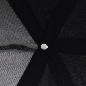 Detail of baseball cap interior showing reinforced webbing and silver metal rivet