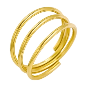 Three-layer minimalist 304 stainless steel ring with a spiraled gold-plated finish