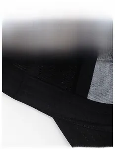 Detail of the widened sweatband inside a black baseball cap with breathable cotton fabric