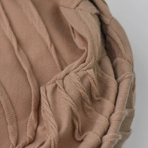 Breathable khaki cotton lace beanie hat for men and women featuring vertical knit texture