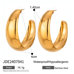 Gold stainless steel chunky hoop earrings with waterproof and hypoallergenic features