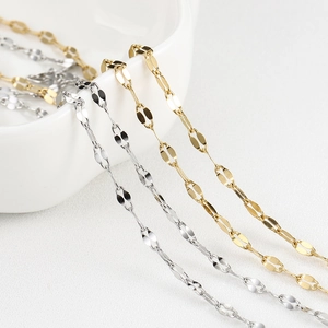 Minimalist 18k gold and silver stainless steel lip chain necklace for jewelry making