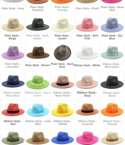 Cappelli di paglia stile Panama in vari colori con nastro o design semplice