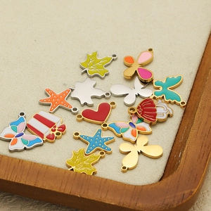 Colorful butterfly and maple leaf oil drip pendants for DIY jewelry making