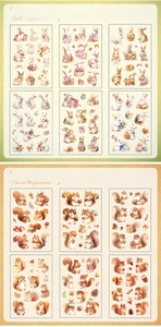 Detailed PET cartoon stickers featuring sweet bunny and squirrel designs for journals