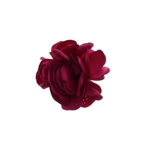 Eleganter dunkelroter Seidenblumen-Ring mit mehrlagigen Blütenblättern für Damen