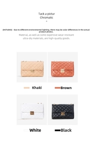 Quilted chain bags in four colors: khaki, brown, white and black with metal locks