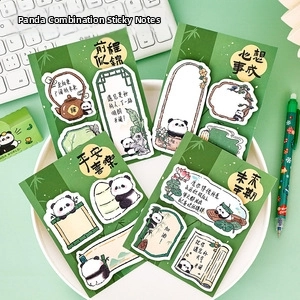 Panda themed sticky notes set with four unique greeting designs in a tray