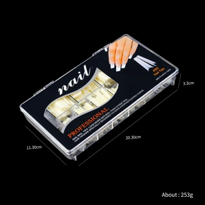 Long stiletto nail tips kit with 480 pieces high-quality ABS plastic in clear box