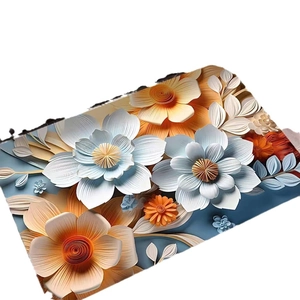 Absorbent 3D oil painting floral diatom mud mat with non-slip bath rug design