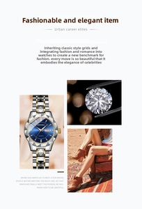 Detailed view of DEDIMA quartz watch with blue sunray dial and calendar display window