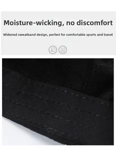 Vista dettagliata del cappellino sportivo nero con fascia tergisudore ampia e traspirante