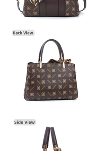Dettagli della borsa shopper marrone scuro con motivo floreale e foulard in seta decorativo