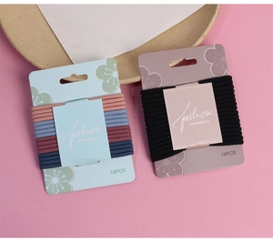 Detail view of 16-piece high-elastic hair ties set with durable woven texture and packaging