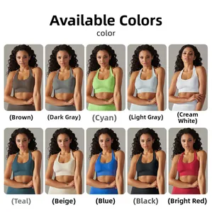 Grille de soutiens-gorge de sport en 10 couleurs vives avec larges bretelles sans couture
