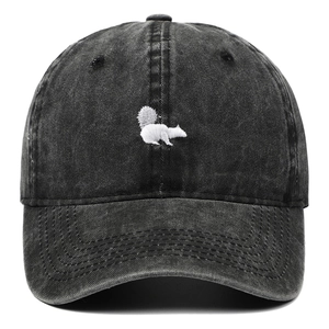Vintage Washed Cotton Baseball Cap Cute Squirrel Embroidered Distressed Adjustable Casual Outdoor Sun Hat For Men Women